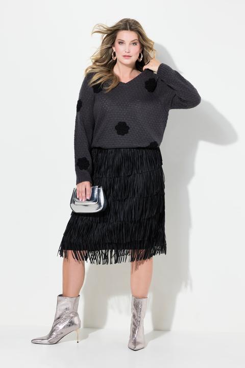 Produktbild Miamoda Pullover, Classic Fit, 3D Blüten, Seitenschlitze (46, 48)