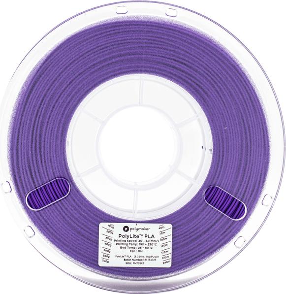 Actual product image Polymaker PolyLite PLA - Purple - 1.75mm (PLA, 1.75 mm, 1000 g, Violet)