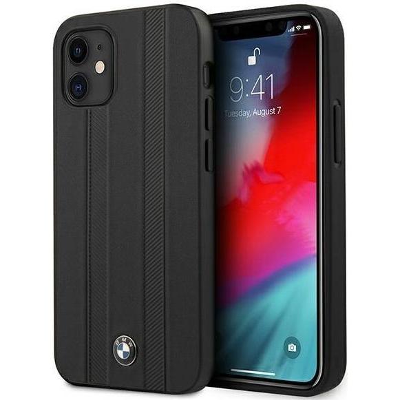 BMW Custodia rigida in pelle Tire Marks per Apple iPhone 12 mini - nero (Apple iPhone 12 mini), Cover smartphone, Nero