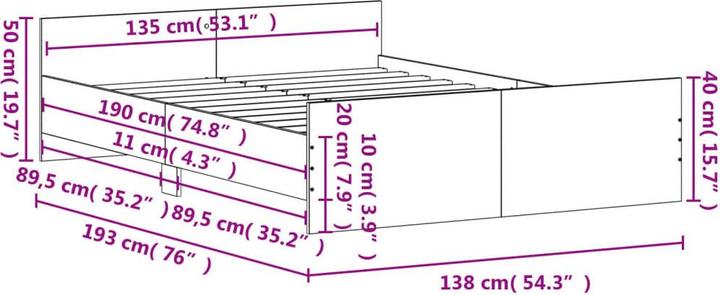 Produktbild vidaXL Bettgestell (135 x 190 cm)