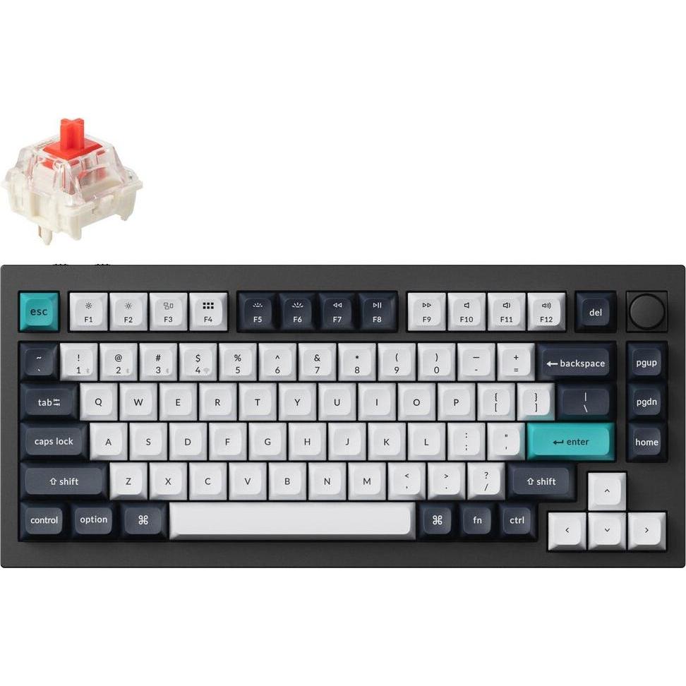 Keychron Q1 Max (nero/multi-colore, layout DE, Gateron Jupiter Red, hot-swap, telaio in alluminio, RGB) (Germania, Cablato, Senza fili), Tastiera, Ner