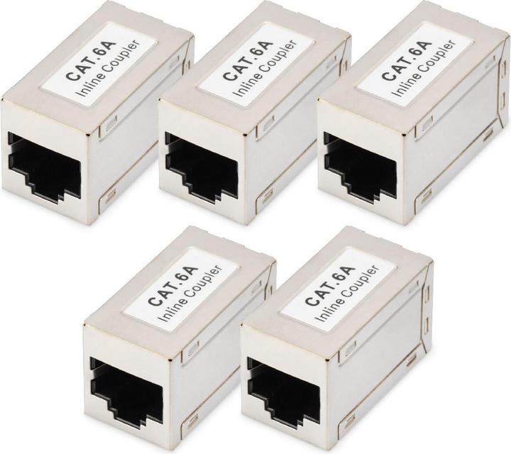 Actual product image Digitus CAT6A modular coupling, fully shielded RJ45 to RJ45, 5 pcs. (Network coupling)