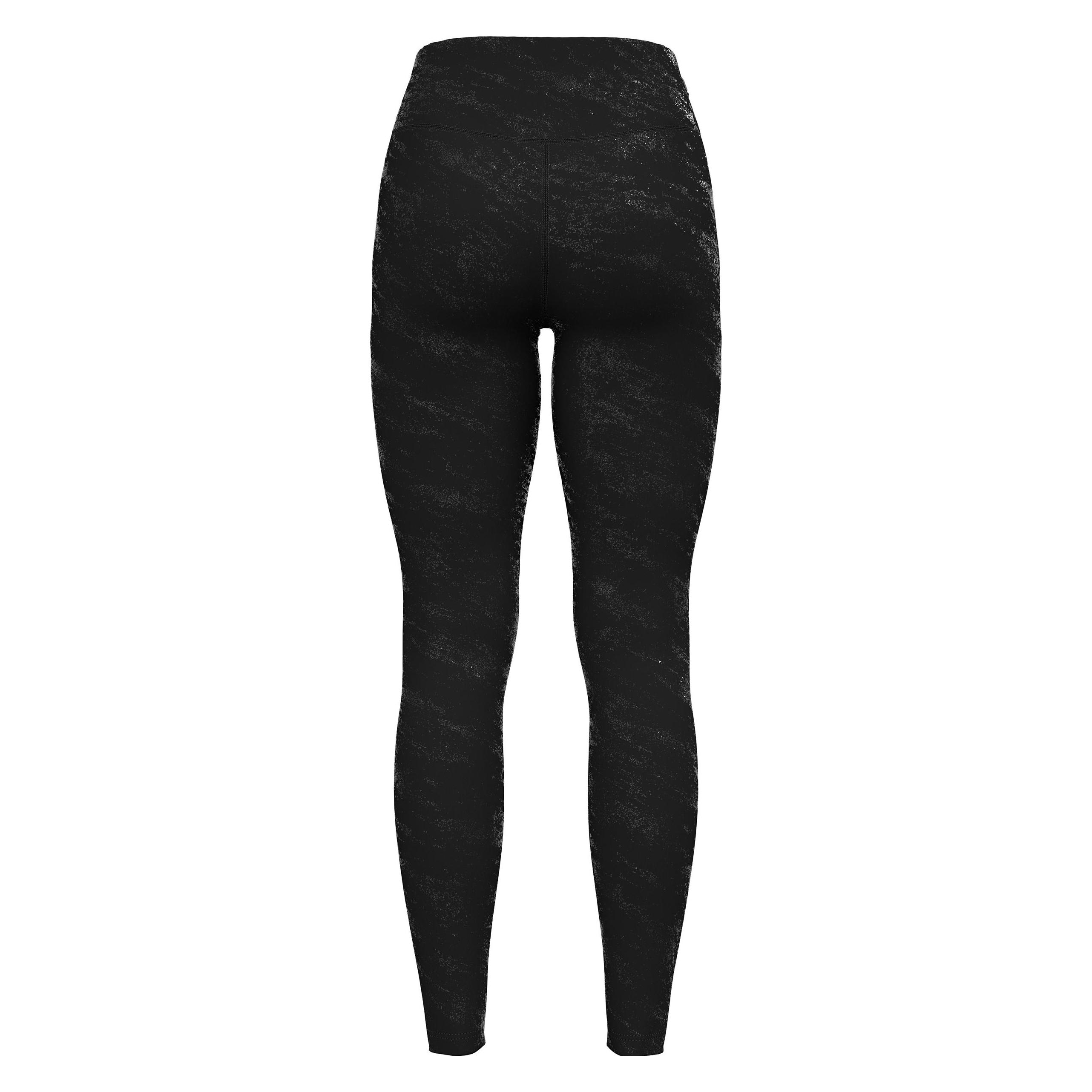 Odlo, Damen, Langlaufhose, Tights Zeroweight Print Reflective (Xs), Schwarz