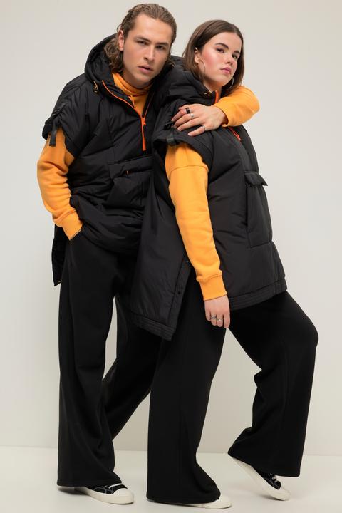 Image du produit Studio Untold Gilet style poncho à capuche, fermeture éclair contrastante et poche kangourou, unisexe (XL)