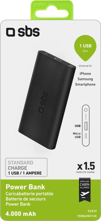 Image du produit SBS Powerbank Extra Slim Dual Charge avec 4000 mAh (4000 mAh)