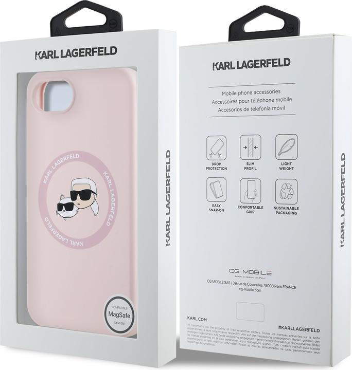 Produktbild Karl Lagerfeld Back panel cover - Liquid Silicone K&CH Heads MagSafe Case for iPhone SE4 Pink (Apple iPhone 16e)