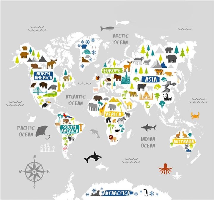 Art for the Home PHOTOMURAL 119600 KIDS WORLD MAP (280 x 300 cm)