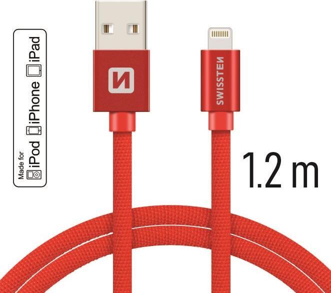 Produktbild Swissten Datenkabel Textil USB / Lightning MFi 1.2 M (1.20 m)