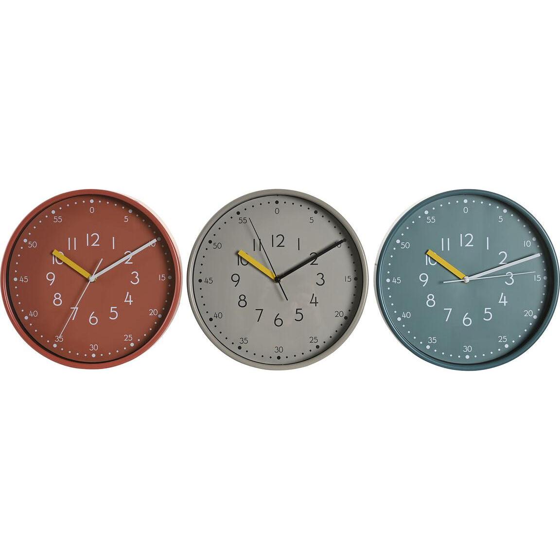 DKD Home Decor, Orologio da parete, Wanduhr Weiss türkis Terrakotta PVC Urban 30 x 4,3 x 30 cm (3 Stück)