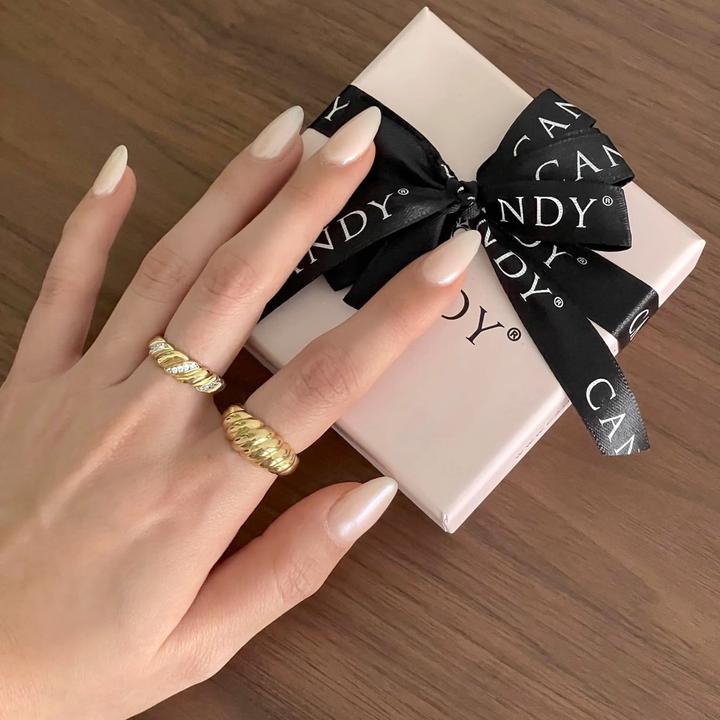 Actual product image Candy Croissant ring, 925 sterling silver, gold-plated (52, 925 Silver)