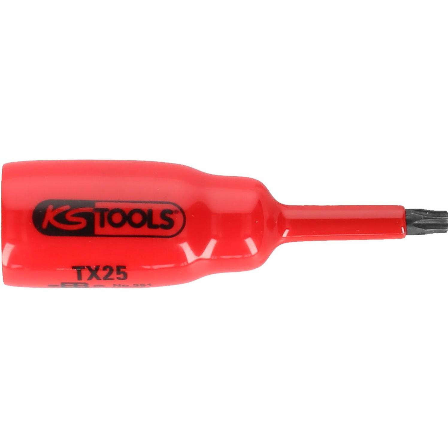 KS Tools, Steckschlüssel + Stecknuss, 3/8" Bit-Stecknuss mit Schutzisolierung, für TORX, Länge 65 mm, T15