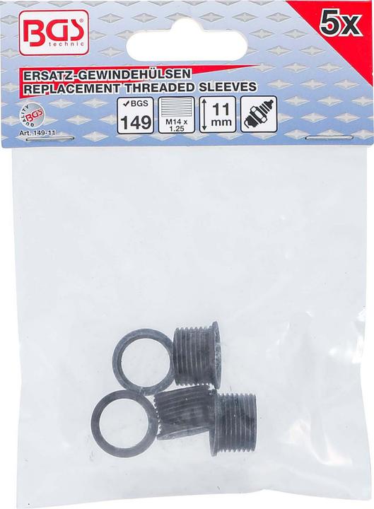 Actual product image BGS Threaded Sleeves 11 mm M14 x 1.25 mm 5 pcs.