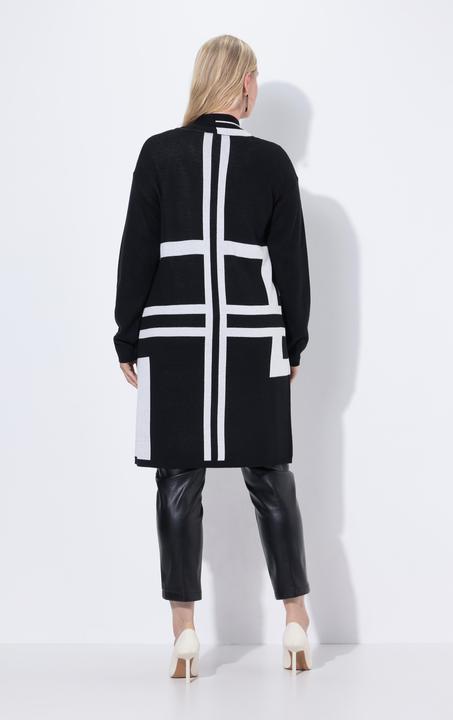 Produktbild Ulla Popken Long-Strickjacke, Jacquardstrick, V-Ausschnitt, Langarm (60)