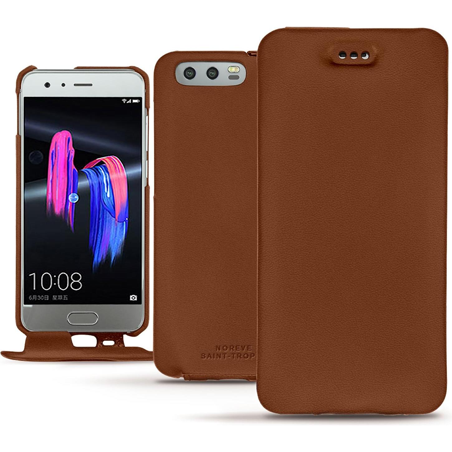 Noreve Lederschutzhülle vertikal (Honor 9), Smartphone Hülle, Braun