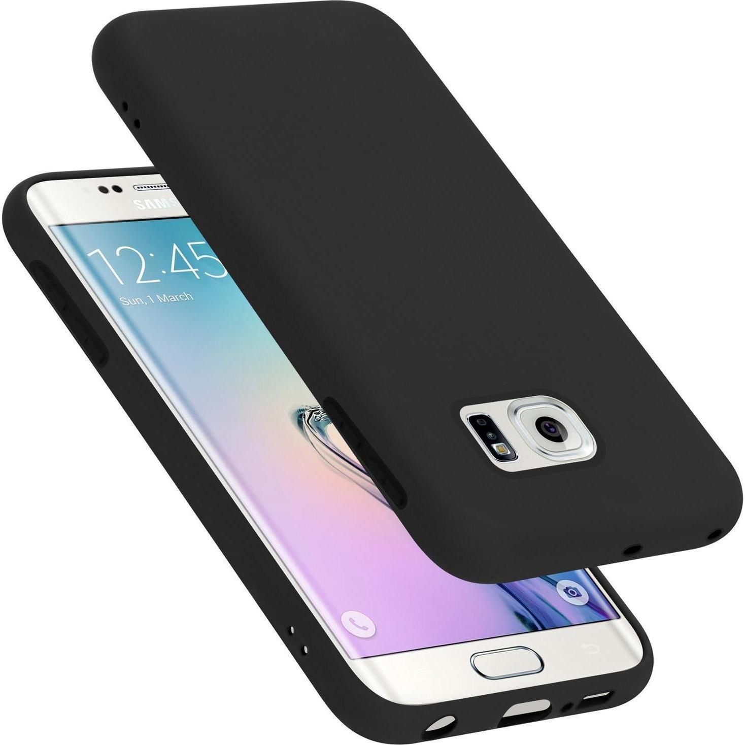 Cadorabo TPU Liquid Silicone Case Cover (Samsung Galaxy S6 Edge), Smartphone Hülle, Schwarz