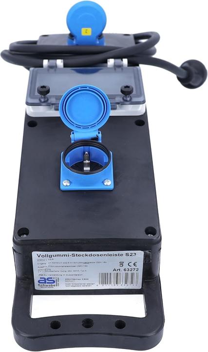 Actual product image As - Schwabe Solid rubber socket strip (2x, CEE 7/3, 2 m)