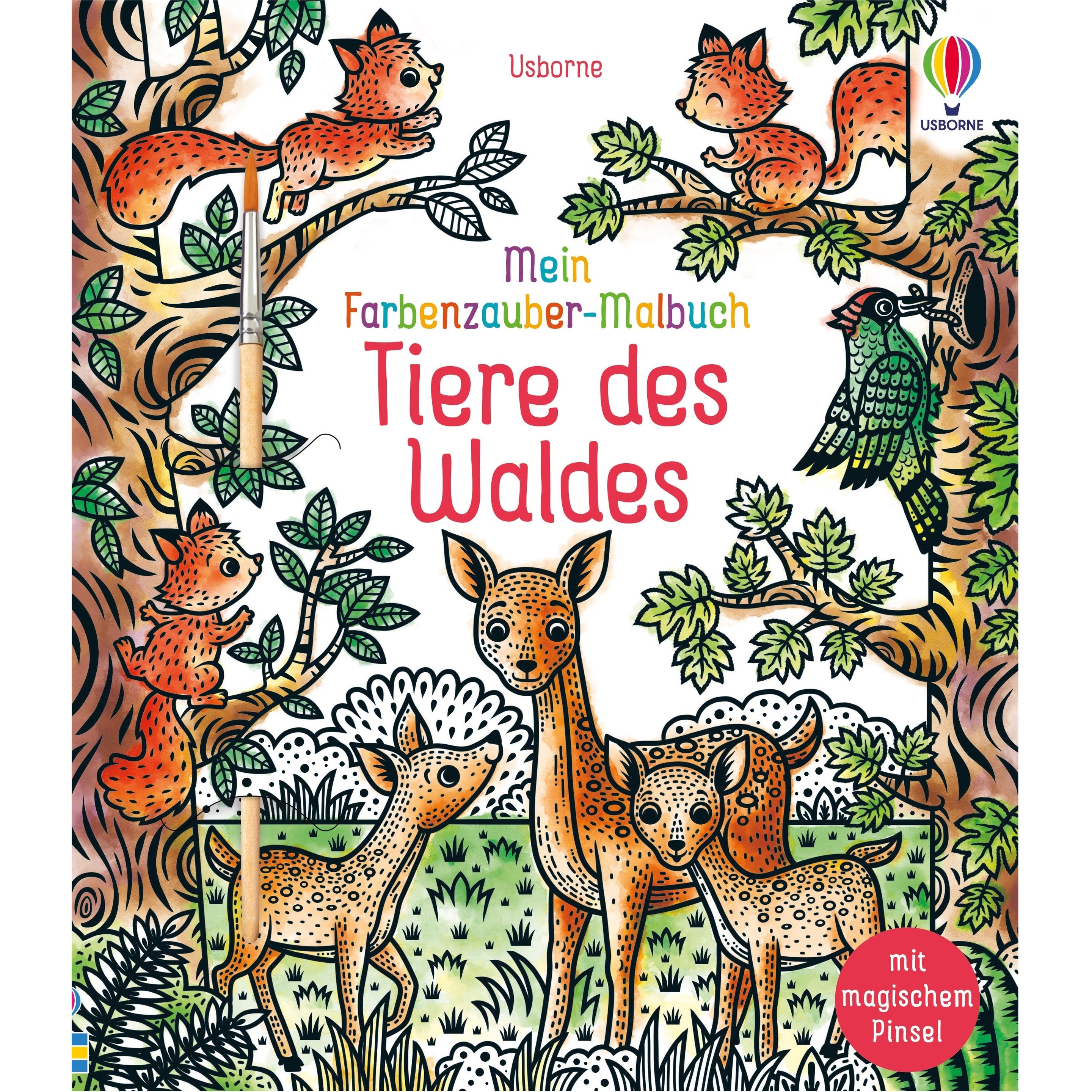 Usborne Publishing Mein Farbenzauber-Malbuch: Tiere des Waldes
