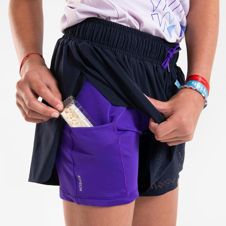 Actual product image Kiprun Laufshorts Mädchen atmungsaktiv - Dry+ 900 dunkelblau/lila