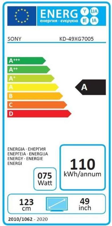 Energie-Label Sony KD49XG7005 (49", LCD, 4K, 2019)