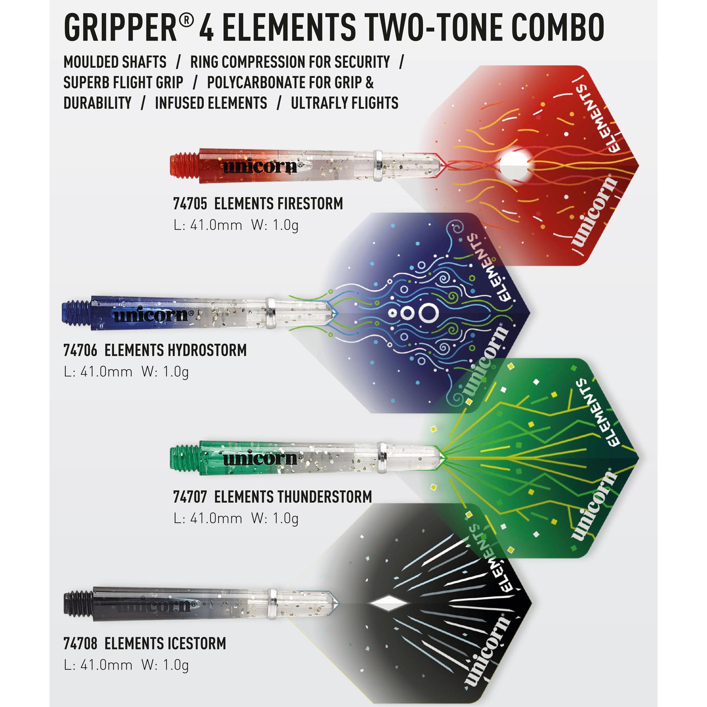 Unicorn Gripper 4 Elements Two-Tone Combo Shaft + Flight (M (45 mm))