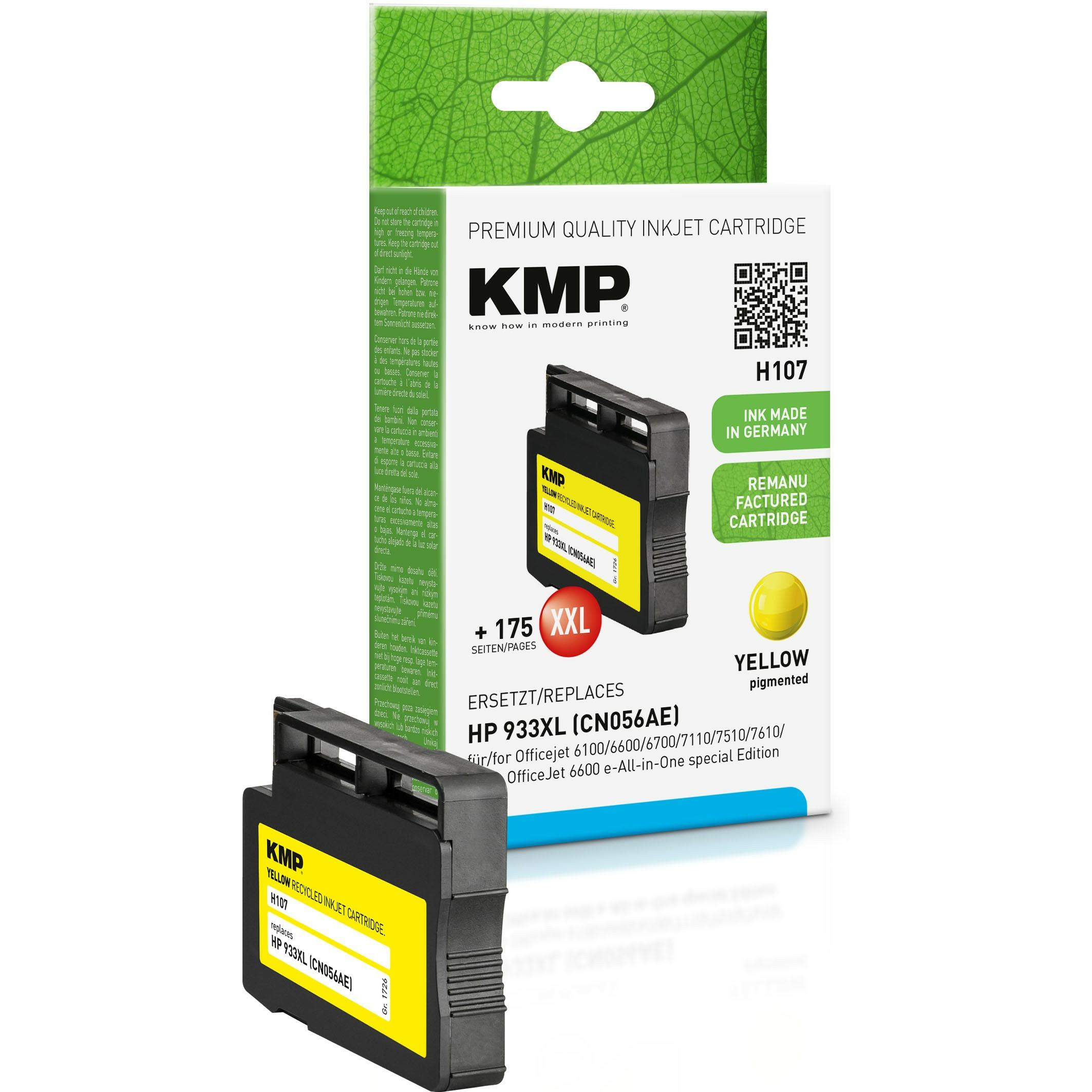 KMP, Druckerpatrone, H107 Tintenpatrone yellow komp. mit HP CN 056 AE 933 XL (Y)
