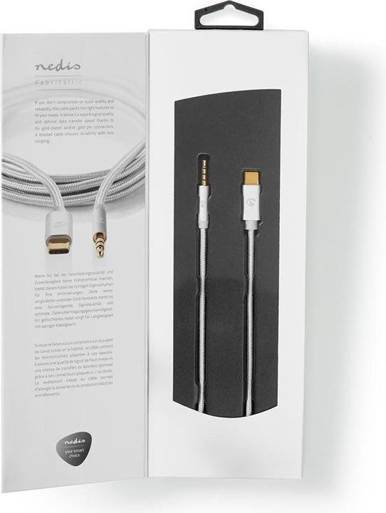 Productafbeelding Nedis USB-adapter USB 2.0 USB-C stekker 3,5 mm 1,00 m rond Verguld Gevlochten/Nylon Aluminium (1 m, USB 2.0)