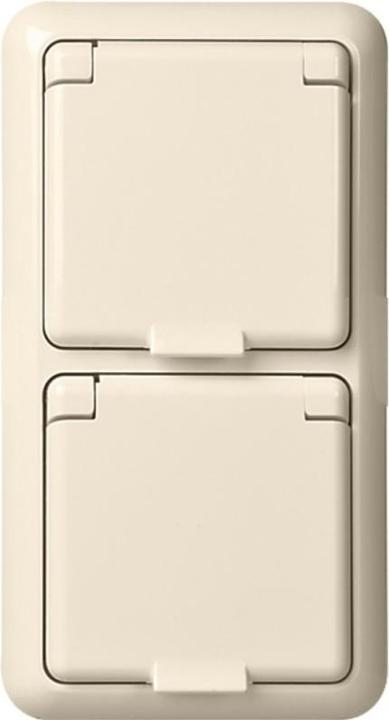 Produktbild ELSO Steckdose 2-fach komplett 16A FASHION IP44 Steckklemme perlweiss