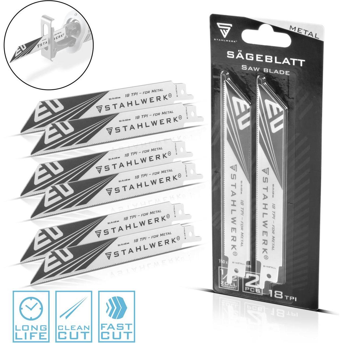 Stahlwerk, Sägeblatt, Metall-Sägeblatt 6er Set 150 x 19 x 0,92 mm für 1/2 Zoll Aufnahme