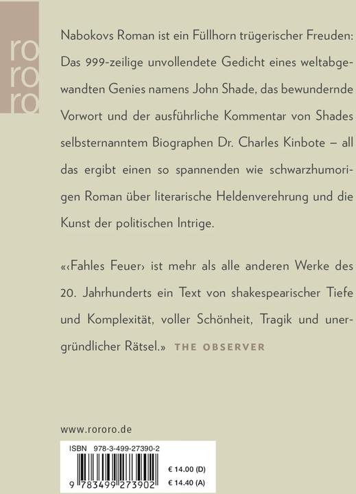 Image du produit Fahles Feuer (Allemand, Vladimir Nabokov, 2018)