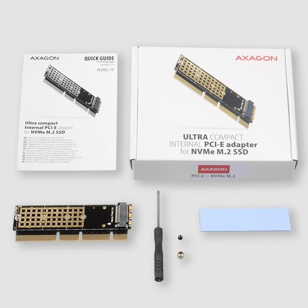 Immagine prodotto Axagon PCEM2-1U PCI-E 3.0 16x - M.2 SSD NVMe, fino a 80mm SSD, basso profilo 1U