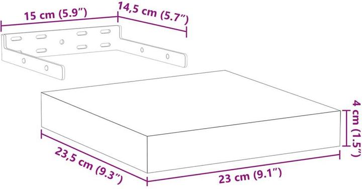 Produktbild VidaXL Schweberegal (23 x 23.5 x 4 cm)