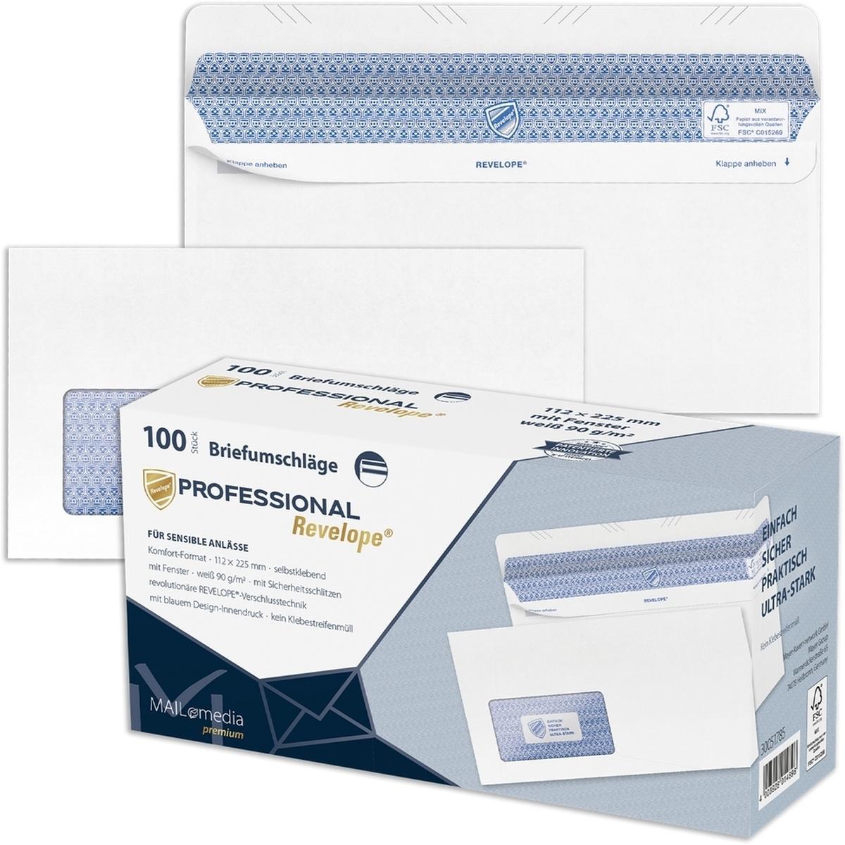 Magni, Briefumschlag, PROFESSIONAL 30051785 MAILmedia Briefumschlag REVELOPE, 112 x 225 mm, mit Fenster (100 x)