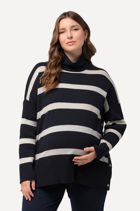Produktbild Ulla Popken Bellieva Pullover, oversized, Seitennähte mit Druckknöpfen, Stehkragen, Langarm (42, 44)