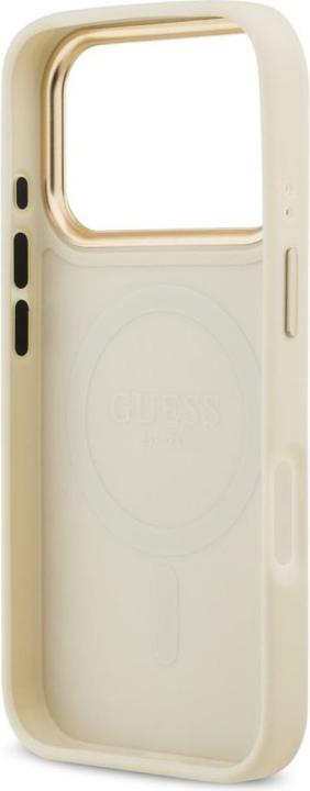 Productafbeelding Guess - Grained Strass Logo MagSafe (GUHMP17LPGCRMDEE) - iPhone 17 Pro - Beige (Apple iPhone 17 Pro)