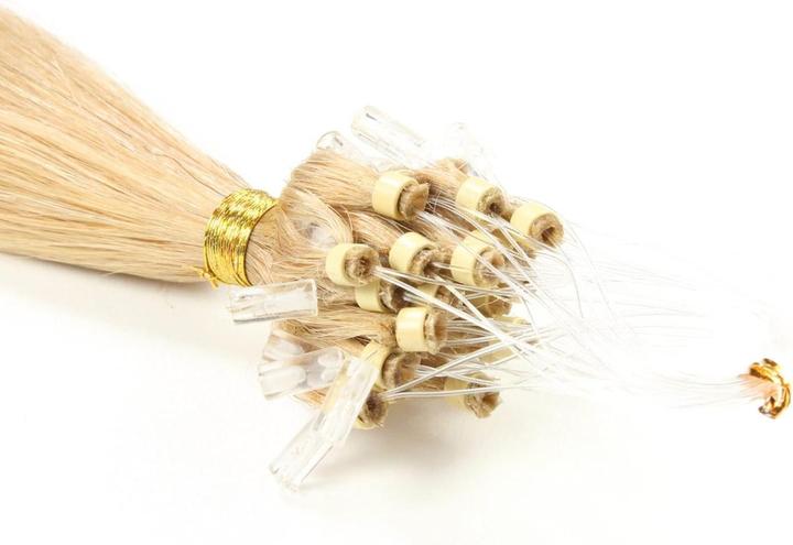 Actual product image Hair2heart 100 x 1g Microring Loop Extensions 60cm smooth 18 hazelnut blond loops hair extension (18 Hazelnut Blonde, 60 cm)