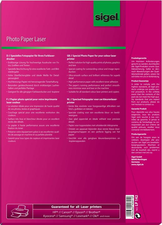 Produktbild Sigel Laser Fotopapier (170 g/m², A4, 100 Stk.)
