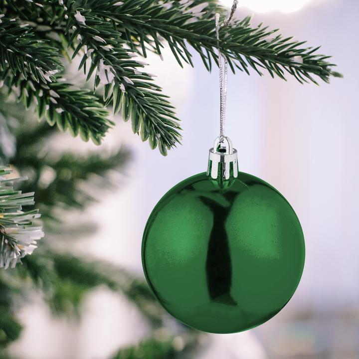 Produktbild Relaxdays - Weihnachtskugeln 100er Set, Dunkelgrün/ Silber, 7 x 6 cm (100 -teilig)