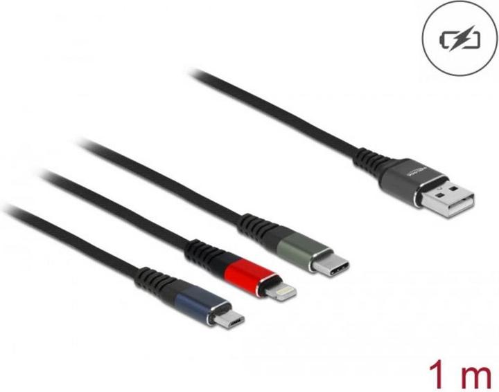 Actual product image Delock USB-A – USB-C, Lightning, USB Micro B (1 m, USB 2.0)