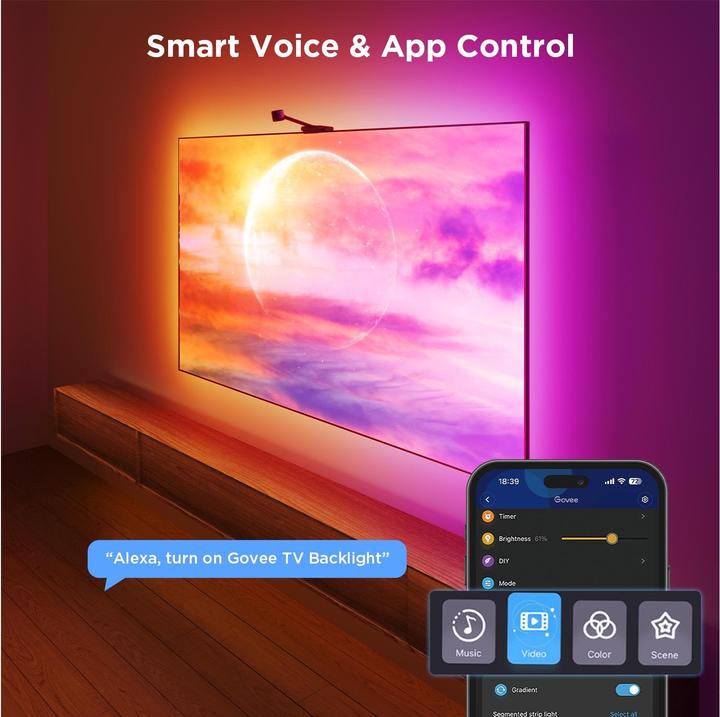 Actual product image Govee Envisual TV Backlight (Warm white, RGBIC, 360 cm, Indoor)