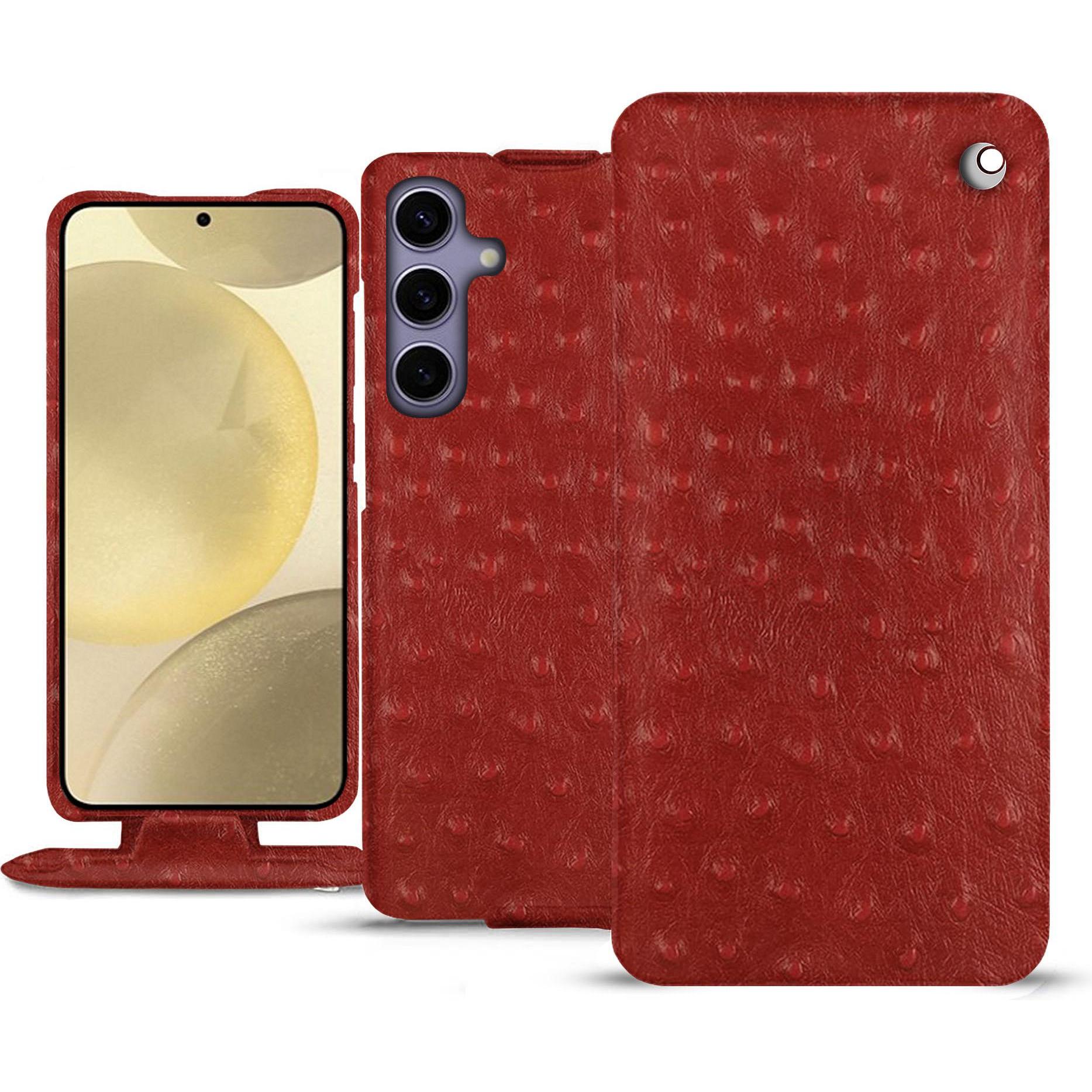 Noreve Lederschutzhülle vertikal (Samsung Galaxy S24+), Smartphone Hülle, Rot