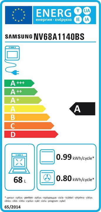 Energie-Label Samsung OVEN NV68A1140BSEF