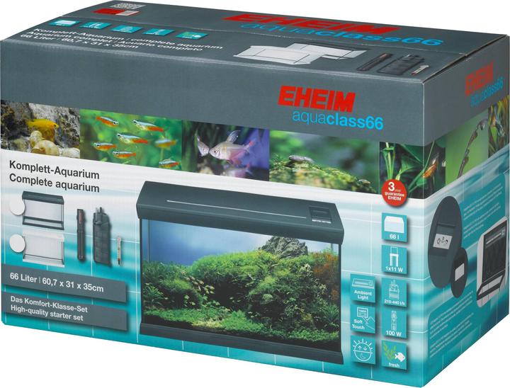 Produktbild Eheim Aquarium aquaclass 66 inkl. Beleuchtung, Heizer, Filter, Thermometer 60,7 x 31 x 35 cm anthra (66 l)