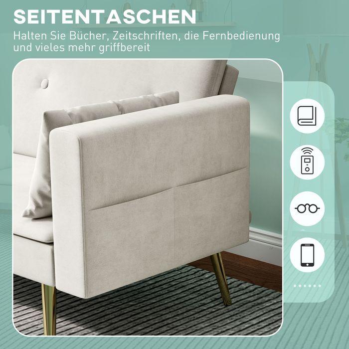 Image du produit Swisshandel24 2-Sitzer Sofa mit Bettfunktion, Verstellbare Rückenlehne, weiche Kissen, Beige (Canapé-lit)