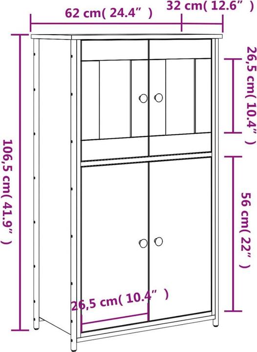 Produktbild vidaXL Highboard (62 x 32 x 106.50 cm)