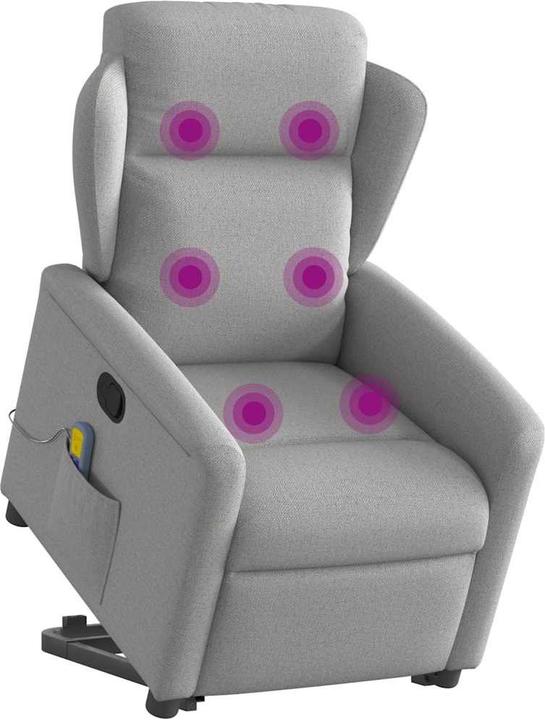 Immagine prodotto vidaXL Poltrona massaggiante con ausilio per la risalita in piedi in tessuto grigio Cloud