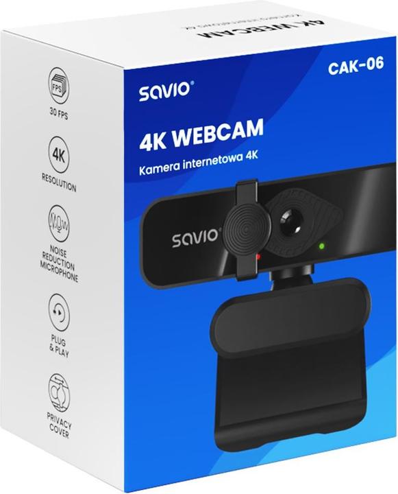 Actual product image Savio CAK-06 Webcam 3840 x 2160 Pixel USB Schwarz