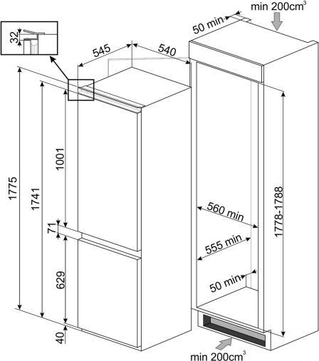 Actual product image Smeg C3170NE koel-vriescombinatie Ingebouwd 262 l E Wit (262 l)