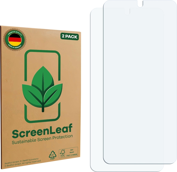 Actual product image ScreenLeaf Screen Protector sustainable Screen Protection, clear, anti-scratch (2 Piece, LG V50 ThinQ)