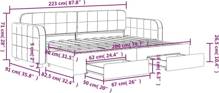 Produktbild vidaXL ausziehbares Tagesbett