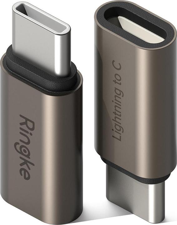 Ringke - OTG Adapter (2 pack) - Lightning to Type-C, Aluminium Alloy, 480Mbps, 27W - Gunmetal (Lightning, USB Typ C)